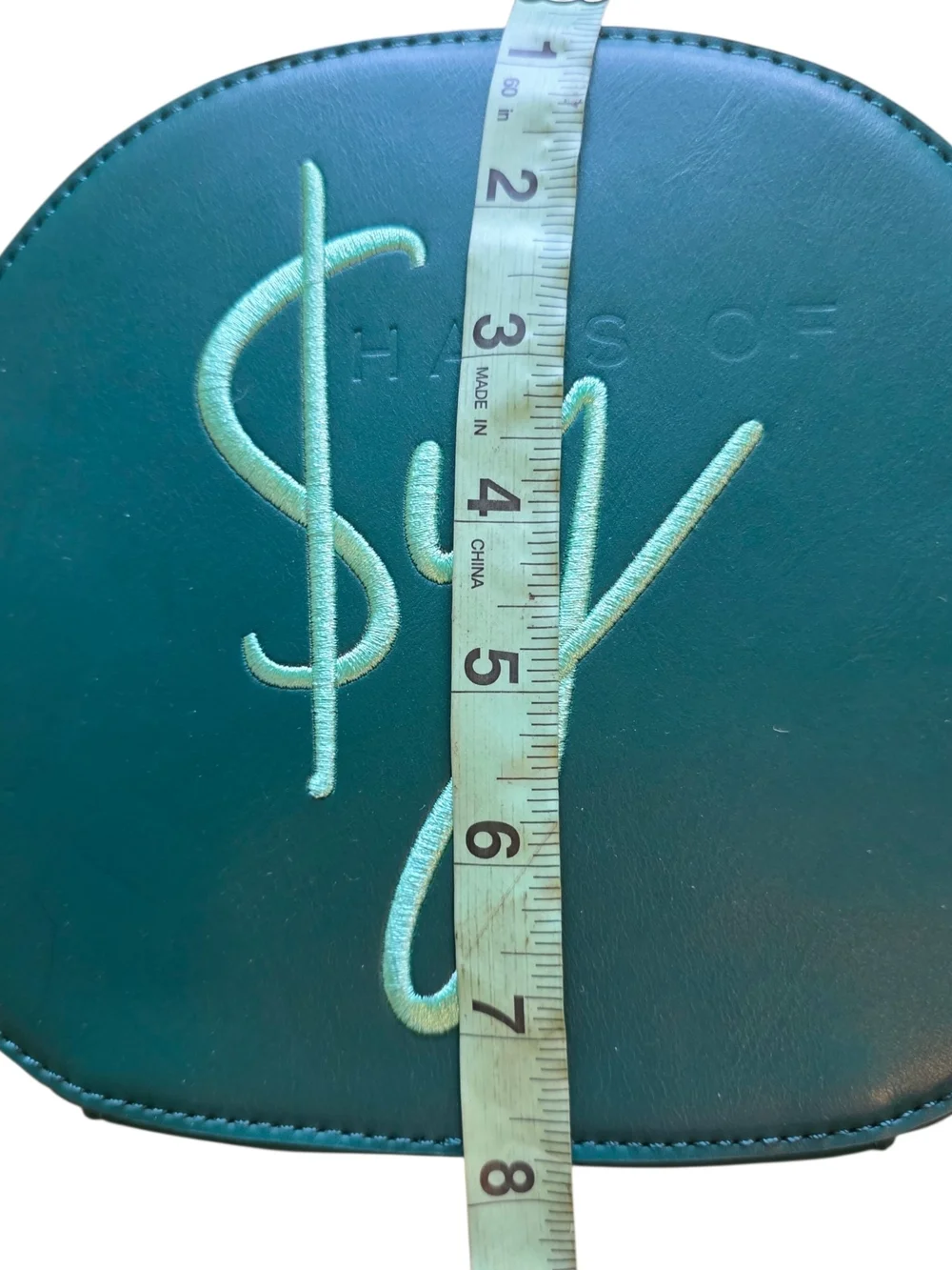 Haus of SY Signature Round Logo Bag Teal Crossbody Satchel Top Handle Purse NWOT